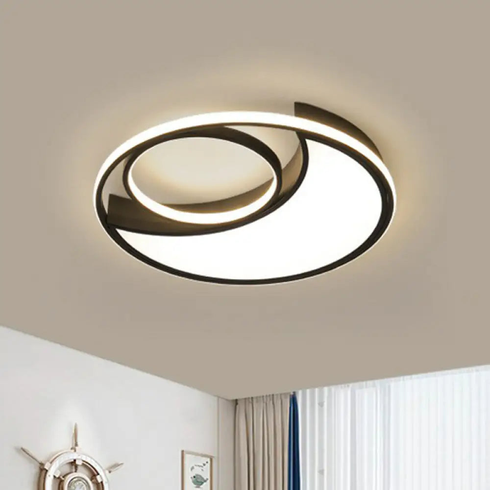 Sleek Black Led Flush Mount Ceiling Light For The Bedroom / Third Gear