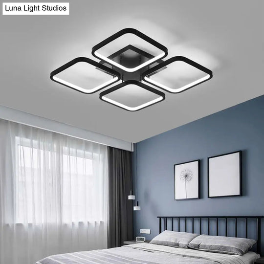 Sleek Black Led Semi Flush Ceiling Light For Bedroom - Simplicity Collection