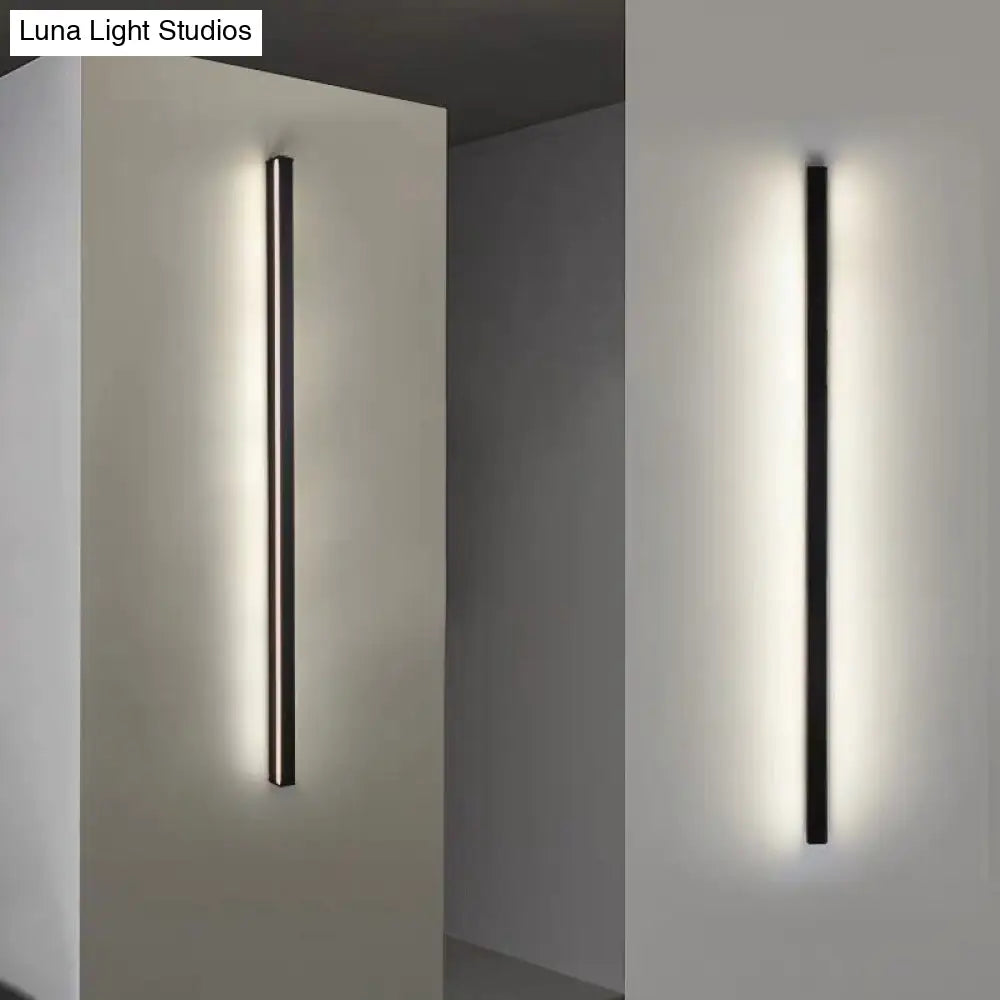 Sleek Black Led Wall Sconce For Hallways - Linear Flush Mount Design