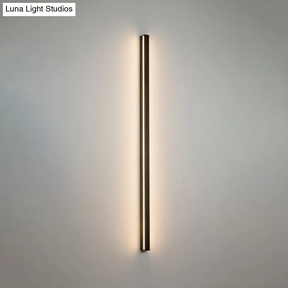 Sleek Black Led Wall Sconce For Hallways - Linear Flush Mount Design