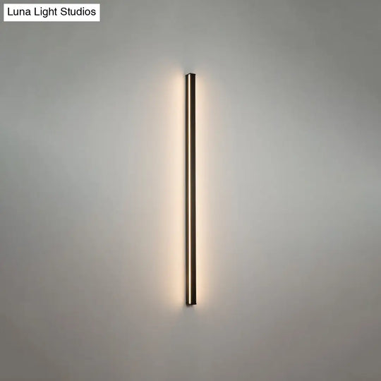 Sleek Black Led Wall Sconce For Hallways - Linear Flush Mount Design