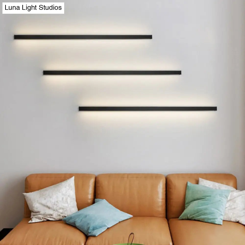 Sleek Black Led Wall Sconce For Hallways - Linear Flush Mount Design