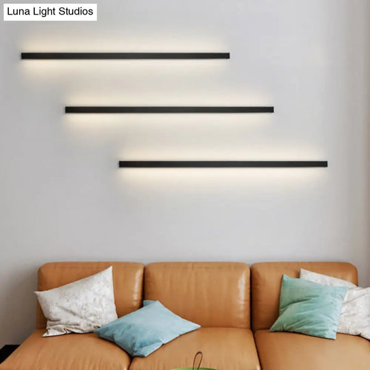 Sleek Black Led Wall Sconce For Hallways - Linear Flush Mount Design