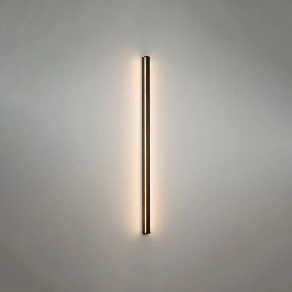 Sleek Black Led Wall Sconce For Hallways - Linear Flush Mount Design / Warm 39