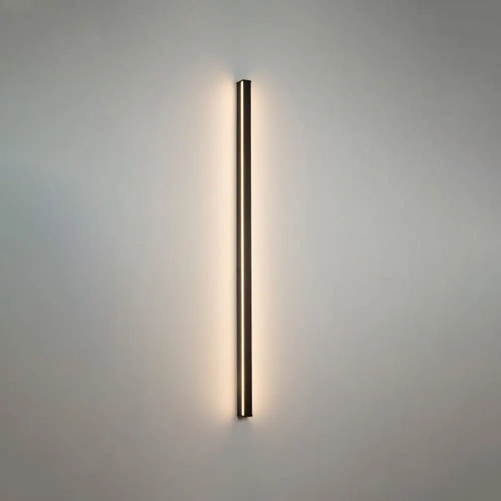 Sleek Black Led Wall Sconce For Hallways - Linear Flush Mount Design / Warm 47