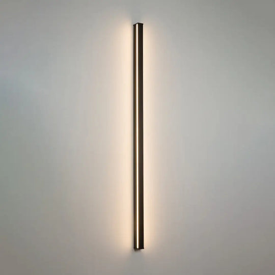 Sleek Black Led Wall Sconce For Hallways - Linear Flush Mount Design / Warm 79