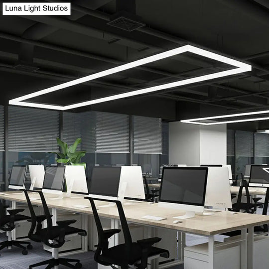 Sleek Black Linear Chandelier: Simplicity Acrylic Led Pendant Light For Office