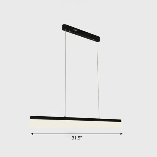 Sleek Black Linear Chandelier: Simplicity Acrylic Led Pendant Light For Office / 31.5 Natural