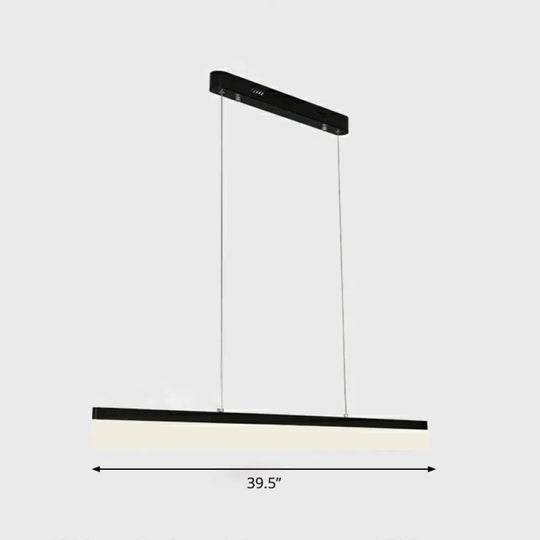 Sleek Black Linear Chandelier: Simplicity Acrylic Led Pendant Light For Office / 39.5 Natural