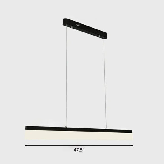 Sleek Black Linear Chandelier: Simplicity Acrylic Led Pendant Light For Office / 47.5 Natural