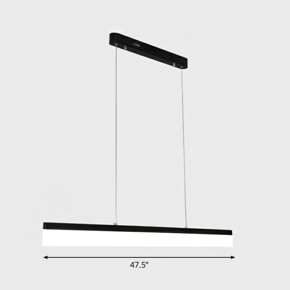 Sleek Black Linear Chandelier: Simplicity Acrylic Led Pendant Light For Office / 47.5 White