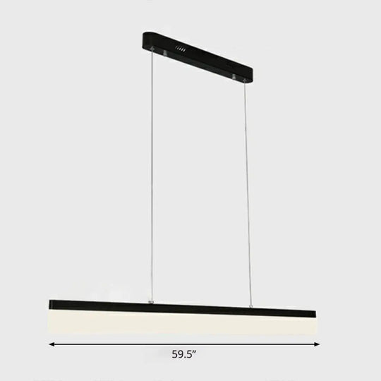 Sleek Black Linear Chandelier: Simplicity Acrylic Led Pendant Light For Office / 59 Natural