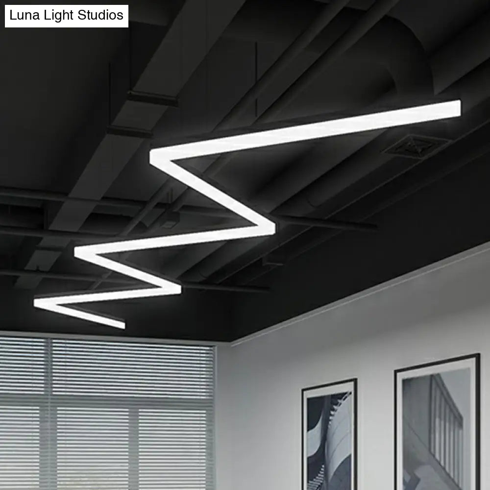 Sleek Black Linear Chandelier: Simplicity Acrylic Led Pendant Light For Office