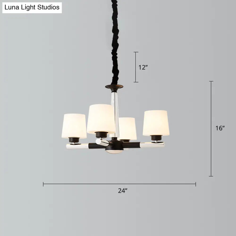 Sleek Black Opal Glass Chandelier - Simplicity Living Room Suspension Light