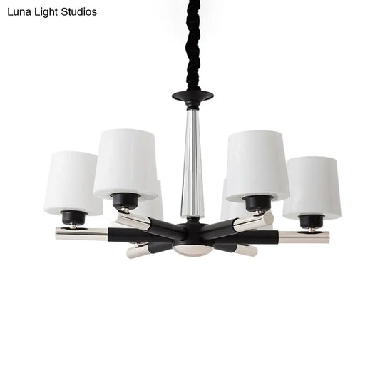 Sleek Black Opal Glass Chandelier - Simplicity Living Room Suspension Light