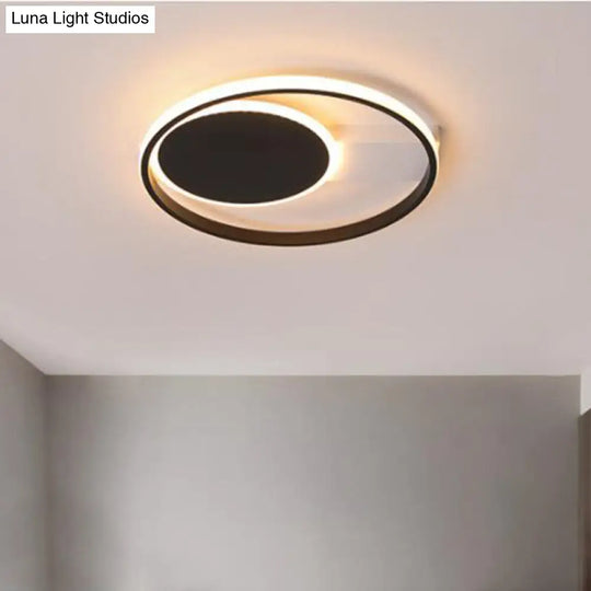 Sleek Black Orbit Ceiling Mount Light - Simplicity 16/19.5 Dia Led Slim Acrylic Flush Lighting