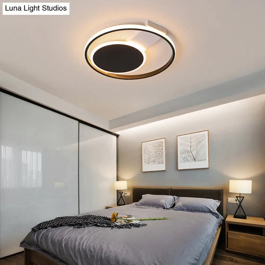 Sleek Black Orbit Ceiling Mount Light - Simplicity 16/19.5 Dia Led Slim Acrylic Flush Lighting