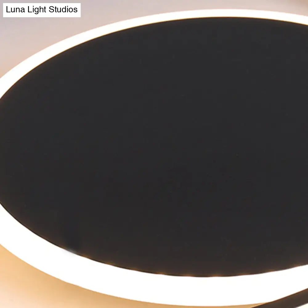 Sleek Black Orbit Ceiling Mount Light - Simplicity 16’/19.5’ Dia Led Slim Acrylic Flush
