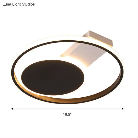 Sleek Black Orbit Ceiling Mount Light - Simplicity 16/19.5 Dia Led Slim Acrylic Flush Lighting