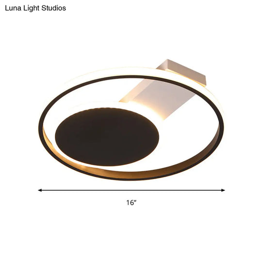 Sleek Black Orbit Ceiling Mount Light - Simplicity 16/19.5 Dia Led Slim Acrylic Flush Lighting