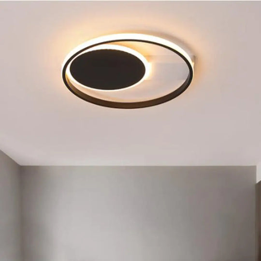 Sleek Black Orbit Ceiling Mount Light - Simplicity 16’/19.5’ Dia Led Slim Acrylic Flush