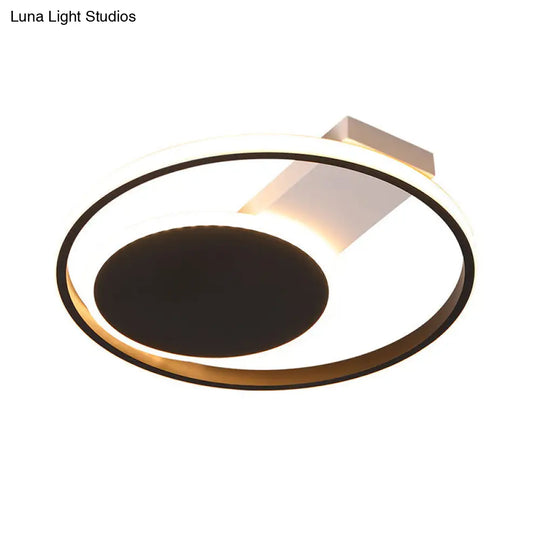 Sleek Black Orbit Ceiling Mount Light - Simplicity 16’/19.5’ Dia Led Slim Acrylic Flush