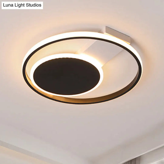 Sleek Black Orbit Ceiling Mount Light - Simplicity 16/19.5 Dia Led Slim Acrylic Flush Lighting