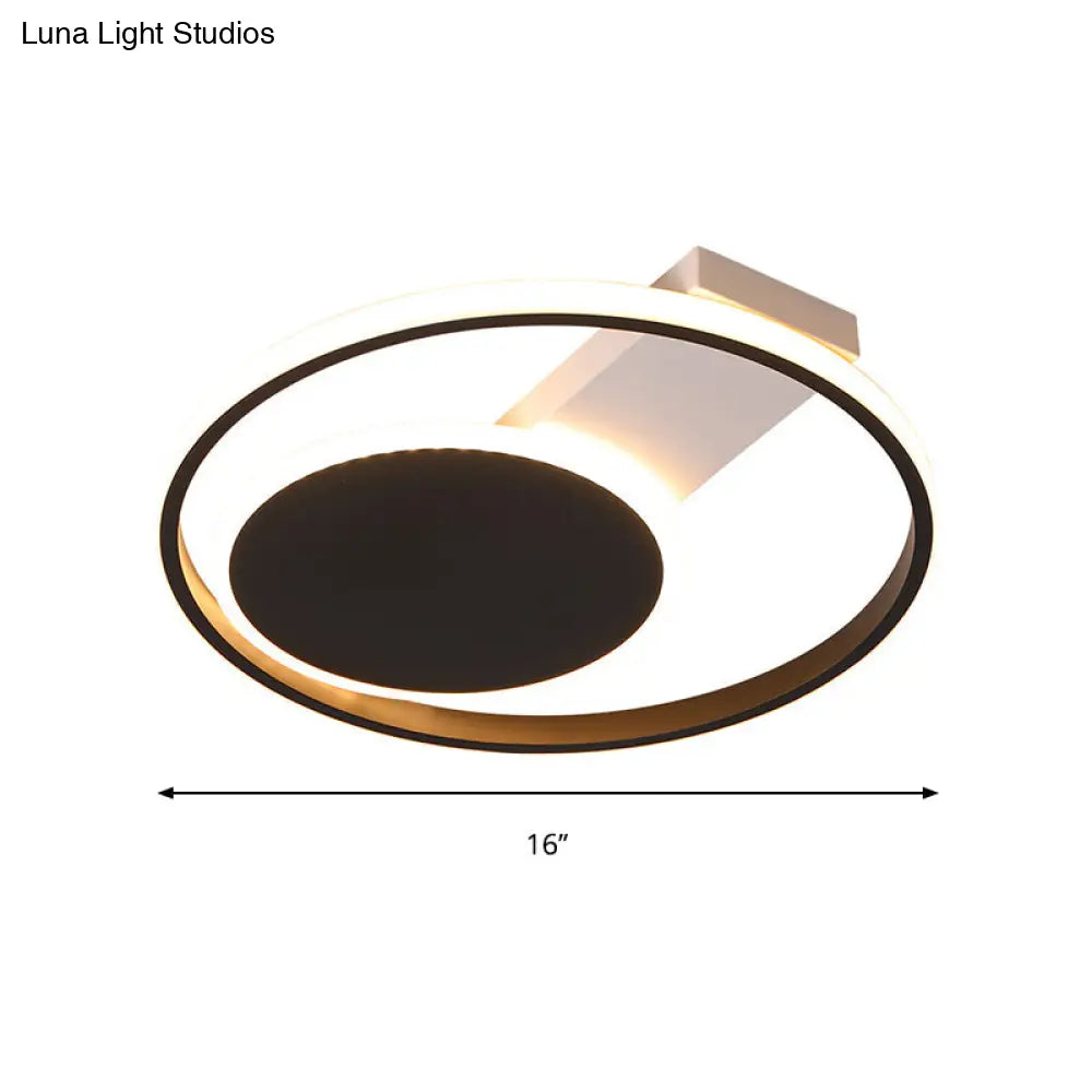 Sleek Black Orbit Ceiling Mount Light - Simplicity 16’/19.5’ Dia Led Slim Acrylic Flush