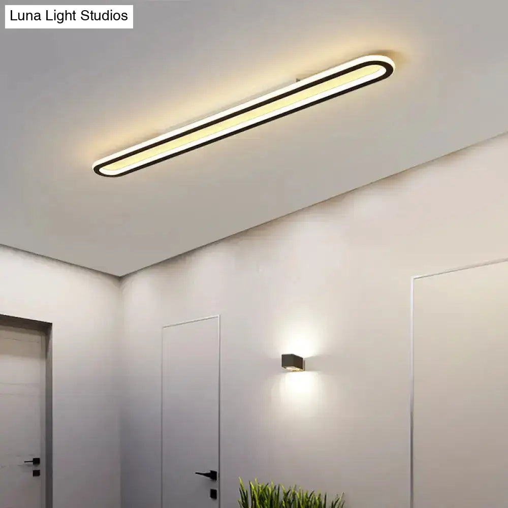 Sleek Black Slim Ceiling Mount Light - Acrylic 16’/23.5’/39’ L Led Corridor Flushmount