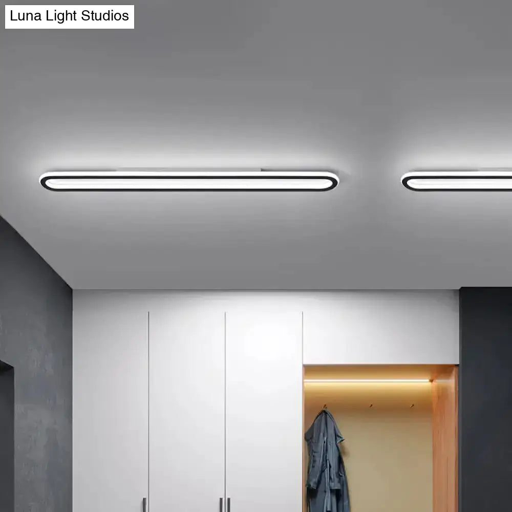 Sleek Black Slim Ceiling Mount Light - Acrylic 16’/23.5’/39’ L Led Corridor Flushmount