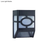 Sleek Black Solar Powered Outdoor Rgb Led Wall Sconce With Plastic Box Shade