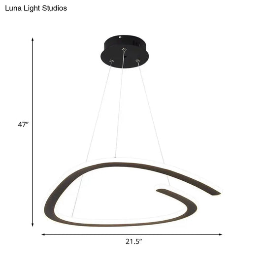 Sleek Black Triangle Chandelier: Led Suspension Light In White/Warm