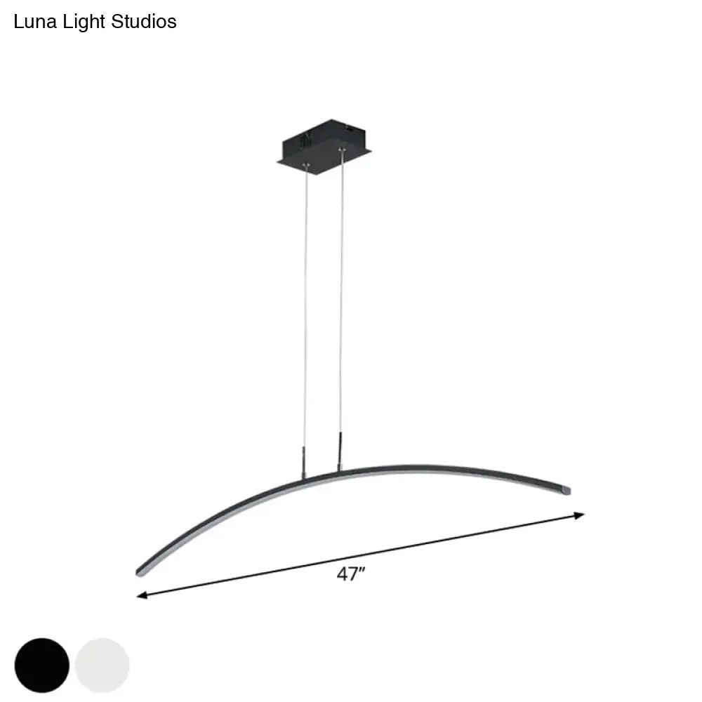 Sleek Black/White Arch Island Led Pendant Lamp For Elegant Dining Table Lighting