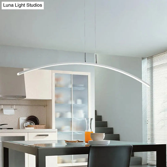 Sleek Black/White Arch Island Led Pendant Lamp For Elegant Dining Table Lighting