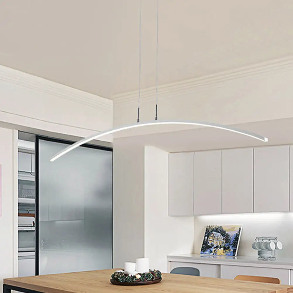 Sleek Black/White Arch Island Led Pendant Lamp For Elegant Dining Table Lighting White / Warm