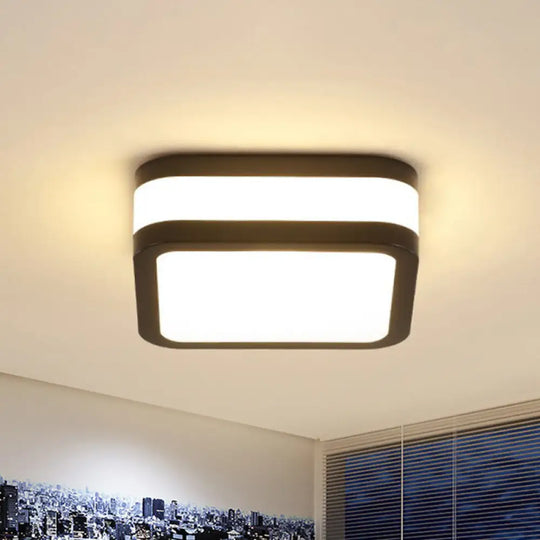 Sleek Black/White Cuboid Led Ceiling Light With Simple Style And Acrylic Finish In Warm/White Black