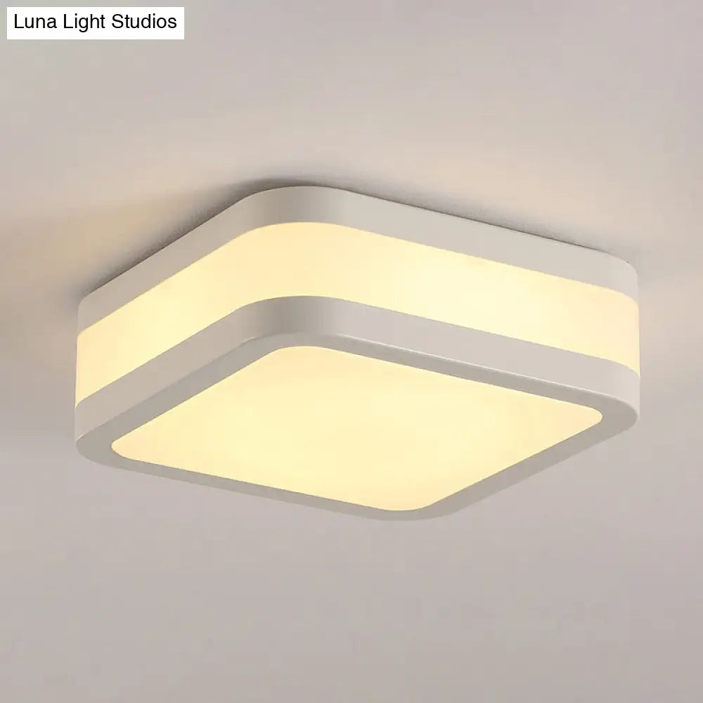 Sleek Black/White Cuboid Led Ceiling Light With Simple Style And Acrylic Finish In Warm/White