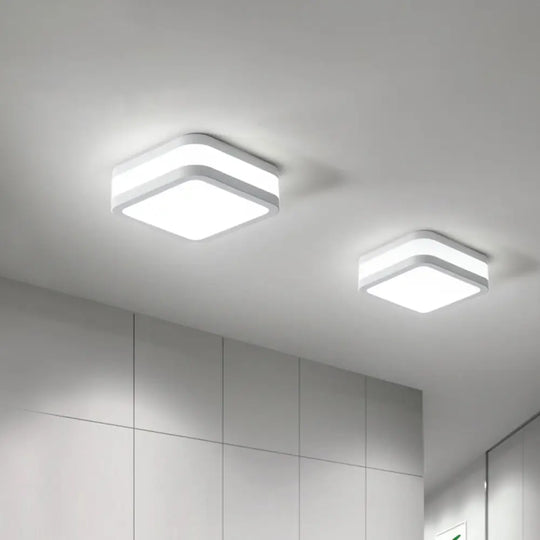 Sleek Black/White Cuboid Led Ceiling Light With Simple Style And Acrylic Finish In Warm/White White