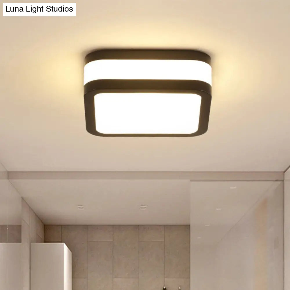 Sleek Black/White Cuboid Led Ceiling Light With Simple Style And Acrylic Finish In Warm/White