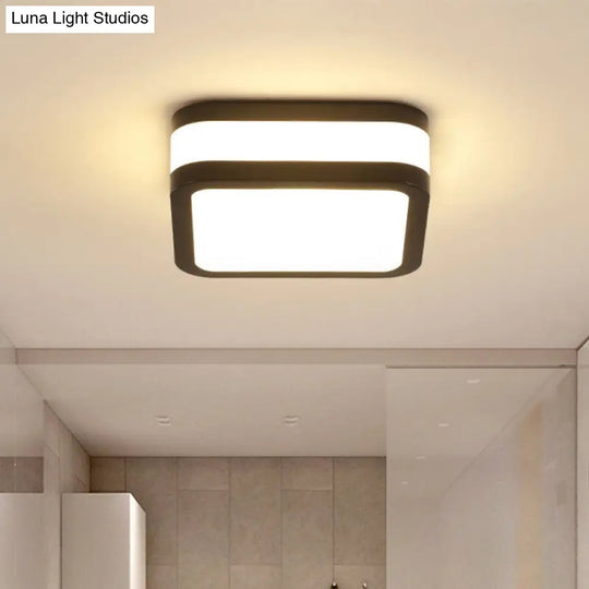 Sleek Black/White Cuboid Led Ceiling Light With Simple Style And Acrylic Finish In Warm/White