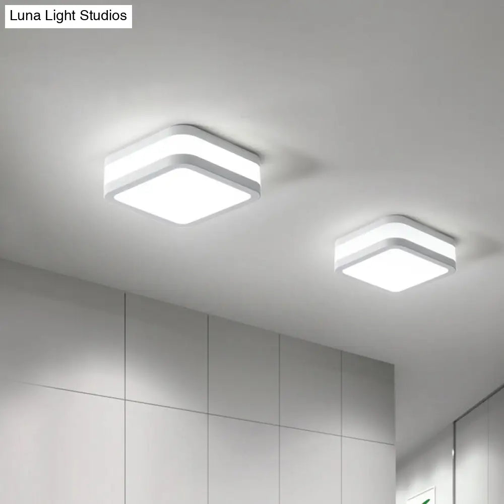 Sleek Black/White Cuboid Led Ceiling Light With Simple Style And Acrylic Finish In Warm/White White
