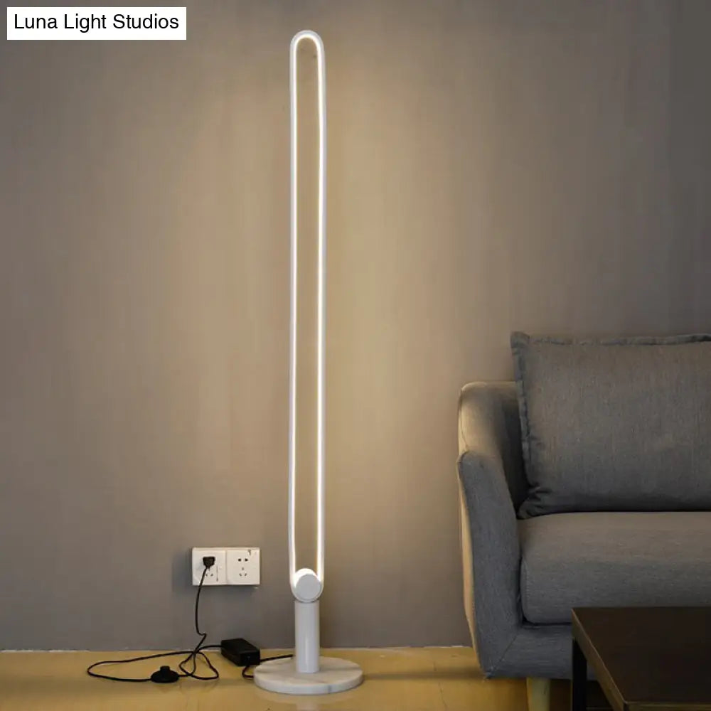 Sleek Black/White Led Floor Lamp With Acrylic Stand For Study Room