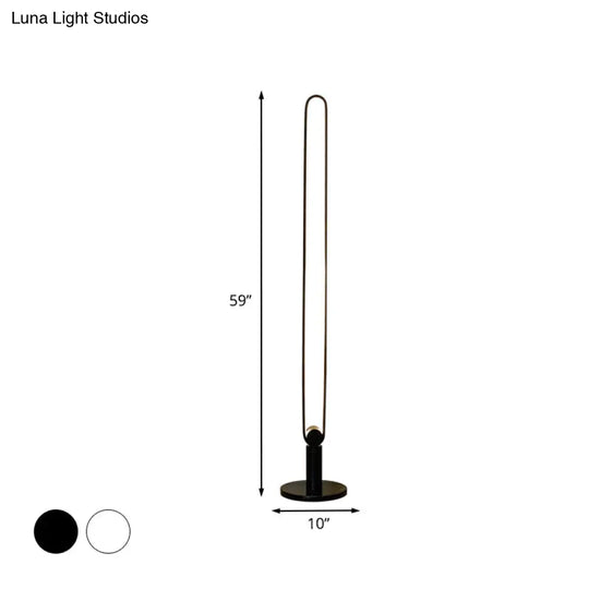 Sleek Black/White Led Floor Lamp With Acrylic Stand For Study Room