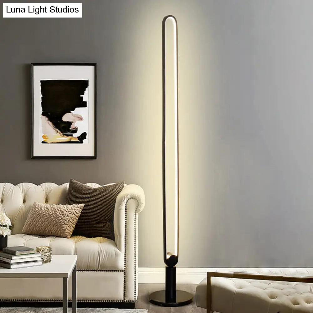 Sleek Black/White Led Floor Lamp With Acrylic Stand For Study Room