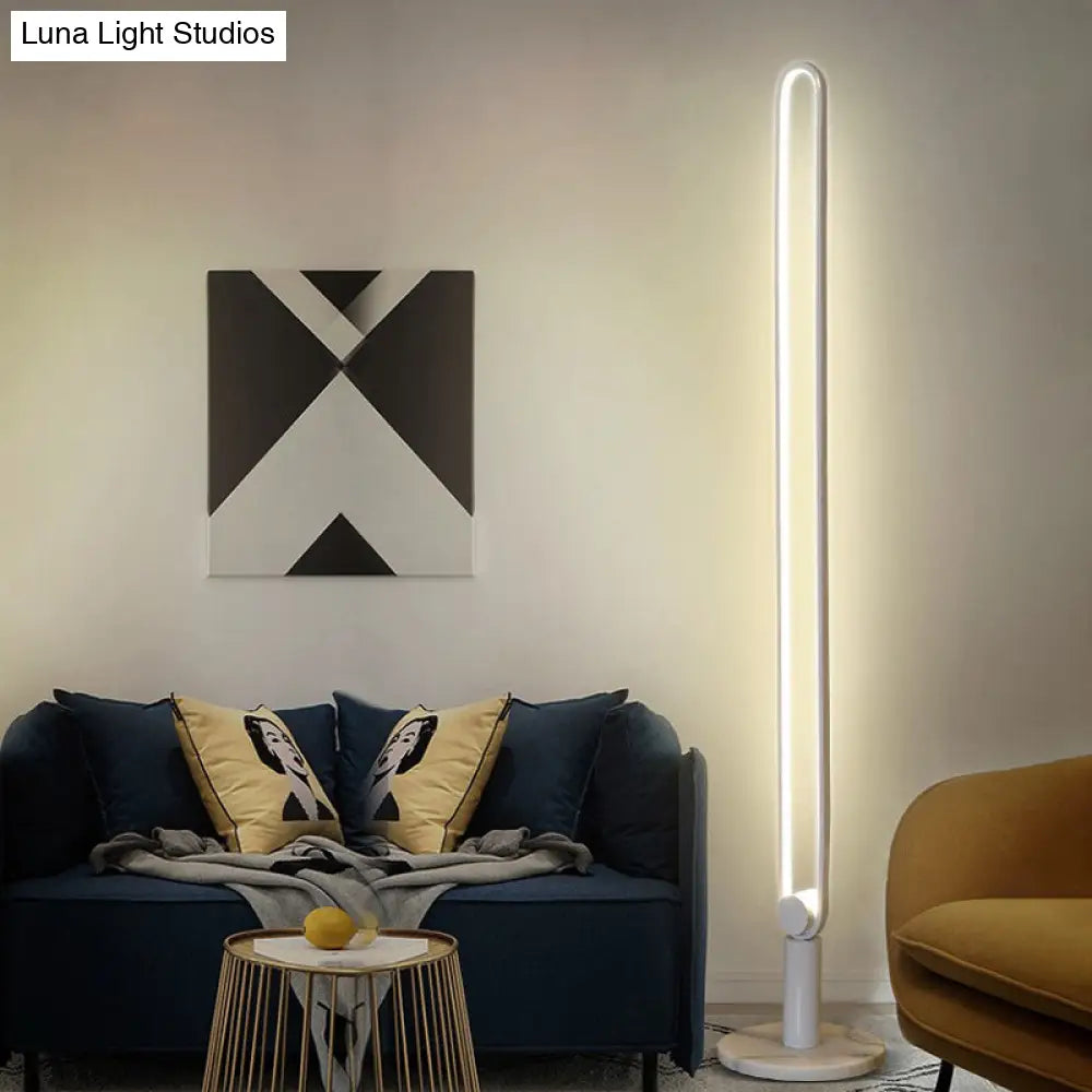 Sleek Black/White Led Floor Lamp With Acrylic Stand For Study Room