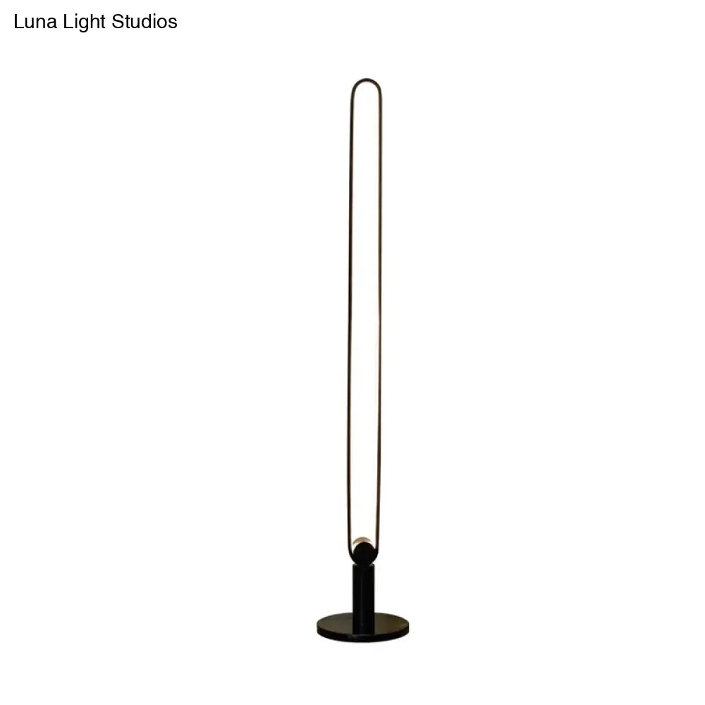 Sleek Black/White Led Floor Lamp With Acrylic Stand For Study Room