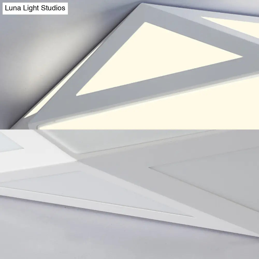 Sleek Black/White Pentagon Flush Ceiling Light With Acrylic Shade - Simple Led For Bedroom