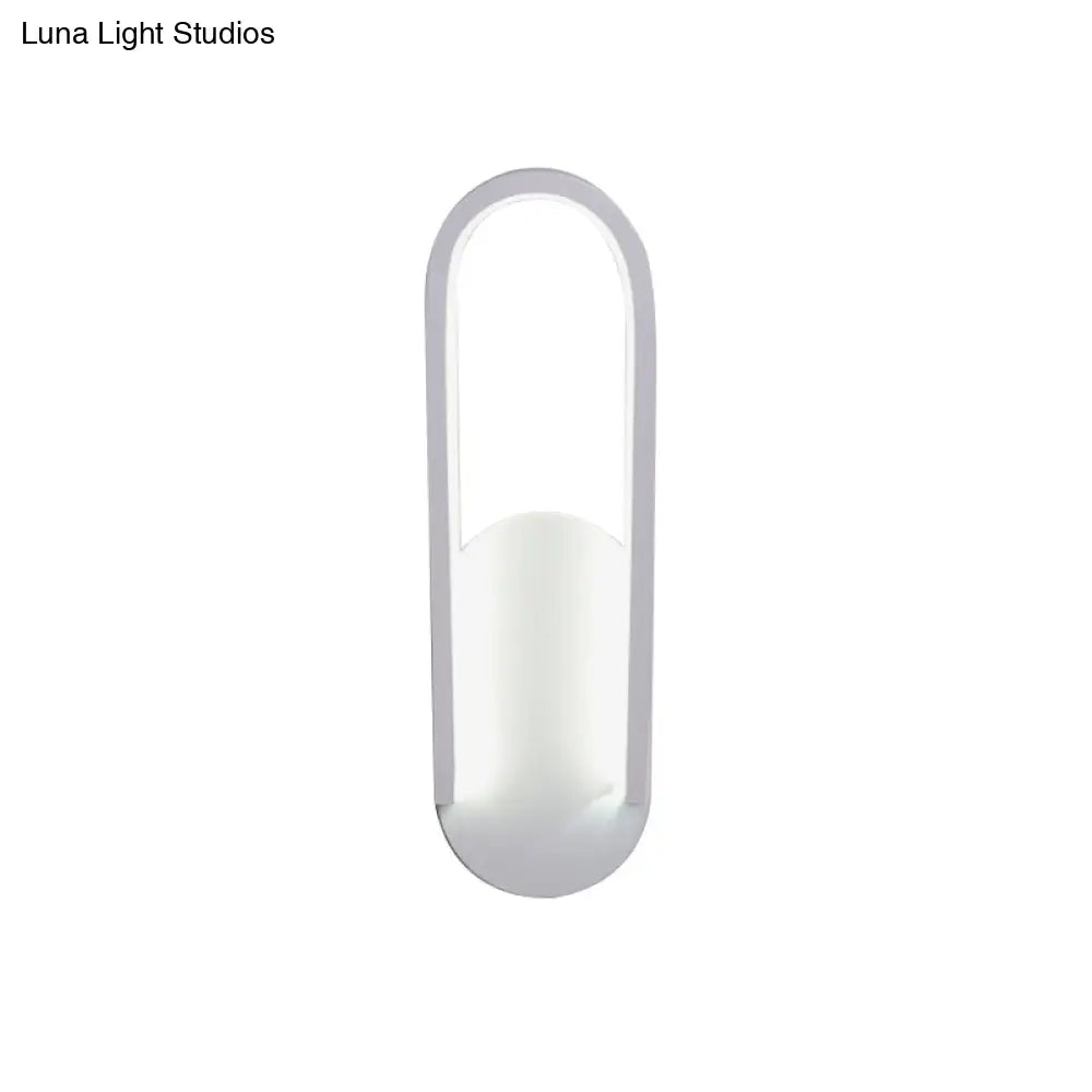 Sleek Black/White Sloped Half-Oblong Sconce Minimalist Acrylic Led Wall Light In Warm/White -