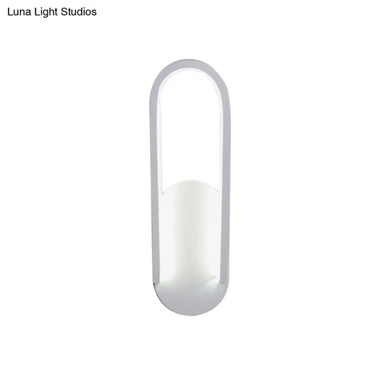 Sleek Black/White Sloped Half-Oblong Sconce Minimalist Acrylic Led Wall Light In Warm/White -