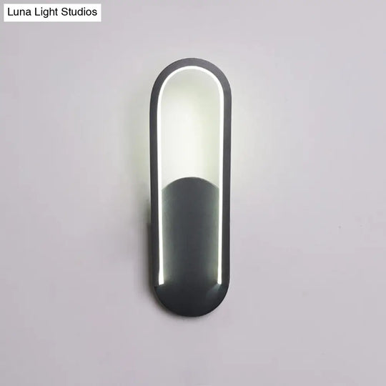 Sleek Black/White Sloped Half-Oblong Sconce Minimalist Acrylic Led Wall Light In Warm/White -